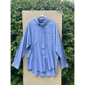 RALPH LAUREN Yarmouth Oxford Shirt Grayish Blue POLO XL Mens